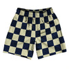 Checkerboard 2.5 Inches Blue Navy and Vegas Gold Athletic Running Fitness Exercise Shorts 7" Inseam Shorts Made In USA by Tribe Lacrosse