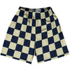 Checkerboard 2.5 Inches Blue Navy and Vegas Gold Lacrosse Shorts Made In USA by Tribe Lacrosse