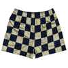 Checkerboard 2.5 Inches Blue Navy and Vegas Gold Rugby Shorts Made In USA by Tribe Lacrosse