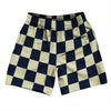 Checkerboard 2.5 Inches Blue Navy and Vegas Gold Soccer Shorts Made In USA by Tribe Lacrosse