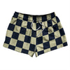 Checkerboard 2.5 Inches Blue Navy and Vegas Gold 2.5" Swim Shorts Made in USA by Tribe Lacrosse