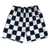 Checkerboard 2.5 Inches Blue Navy and White Athletic Running Fitness Exercise Shorts 7" Inseam Shorts Made In USA by Tribe Lacrosse