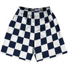 Checkerboard 2.5 Inches Blue Navy and White Lacrosse Shorts Made In USA by Tribe Lacrosse
