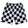 Checkerboard 2.5 Inches Blue Navy and White 10" Swim Shorts Made in USA by Tribe Lacrosse