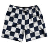 Checkerboard 2.5 Inches Blue Navy and White Swim Shorts 7" Made in USA by Tribe Lacrosse