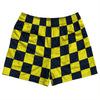 Checkerboard 2.5 Inches Blue Navy and Yellow Bright Rugby Shorts Made In USA by Tribe Lacrosse