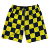 Checkerboard 2.5 Inches Blue Navy and Yellow Bright 10" Swim Shorts Made in USA by Tribe Lacrosse