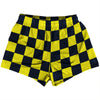 Checkerboard 2.5 Inches Blue Navy and Yellow Bright Womens & Girls Sport Shorts End Made In USA by Tribe Lacrosse