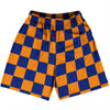 Checkerboard 2.5 Inches Blue Royal and Tennessee Orange Basketball Practice Shorts Made In USA by Tribe Lacrosse