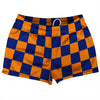 Checkerboard 2.5 Inches Blue Royal and Tennessee Orange Shorty Short Gym Shorts 2.5" Inseam Made In USA by Tribe Lacrosse