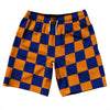 Checkerboard 2.5 Inches Blue Royal and Tennessee Orange 10" Swim Shorts Made in USA by Tribe Lacrosse