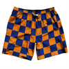 Checkerboard 2.5 Inches Blue Royal and Tennessee Orange Swim Shorts 7" Made in USA by Tribe Lacrosse
