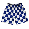 Checkerboard 2.5 Inches Blue Royal and White Athletic Running Fitness Exercise Shorts 7" Inseam Shorts Made In USA by Tribe Lacrosse