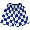 Checkerboard 2.5 Inches Blue Royal and White Basketball Practice Shorts Made In USA by Tribe Lacrosse