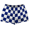 Checkerboard 2.5 Inches Blue Royal and White Shorty Short Gym Shorts 2.5" Inseam Made In USA by Tribe Lacrosse