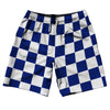 Checkerboard 2.5 Inches Blue Royal and White 10" Swim Shorts Made in USA by Tribe Lacrosse