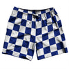 Checkerboard 2.5 Inches Blue Royal and White Swim Shorts 7" Made in USA by Tribe Lacrosse
