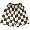 Checkerboard 2.5 Inches Brown Dark and White Basketball Practice Shorts Made In USA by Tribe Lacrosse