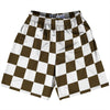 Checkerboard 2.5 Inches Brown Dark and White Lacrosse Shorts Made In USA by Tribe Lacrosse
