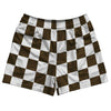 Checkerboard 2.5 Inches Brown Dark and White Rugby Shorts Made In USA by Tribe Lacrosse