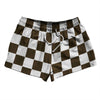 Checkerboard 2.5 Inches Brown Dark and White 2.5" Swim Shorts Made in USA by Tribe Lacrosse