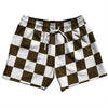 Checkerboard 2.5 Inches Brown Dark and White 5" Swim Shorts Made in USA by Tribe Lacrosse