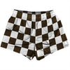 Checkerboard 2.5 Inches Brown Dark and White Womens & Girls Sport Shorts End Made In USA by Tribe Lacrosse