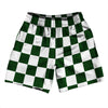Checkerboard 2.5 Inches Green Forest and White Athletic Running Fitness Exercise Shorts 7" Inseam Shorts Made In USA by Tribe Lacrosse
