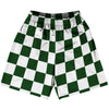 Checkerboard 2.5 Inches Green Forest and White Basketball Practice Shorts Made In USA by Tribe Lacrosse