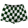 Checkerboard 2.5 Inches Green Forest and White Shorty Short Gym Shorts 2.5" Inseam Made In USA by Tribe Lacrosse