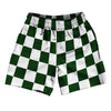Checkerboard 2.5 Inches Green Forest and White Soccer Shorts Made In USA by Tribe Lacrosse