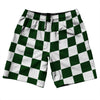 Checkerboard 2.5 Inches Green Forest and White 10" Swim Shorts Made in USA by Tribe Lacrosse
