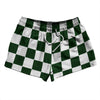 Checkerboard 2.5 Inches Green Forest and White 2.5" Swim Shorts Made in USA by Tribe Lacrosse