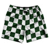 Checkerboard 2.5 Inches Green Forest and White Swim Shorts 7" Made in USA by Tribe Lacrosse