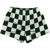 Checkerboard 2.5 Inches Green Forest and White Womens & Girls Sport Shorts End Made In USA by Tribe Lacrosse