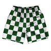Checkerboard 2.5 Inches Green Hunter and White Athletic Running Fitness Exercise Shorts 7" Inseam Shorts Made In USA by Tribe Lacrosse