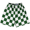 Checkerboard 2.5 Inches Green Hunter and White Lacrosse Shorts Made In USA by Tribe Lacrosse