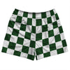 Checkerboard 2.5 Inches Green Hunter and White Rugby Shorts Made In USA by Tribe Lacrosse