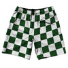 Checkerboard 2.5 Inches Green Hunter and White 10" Swim Shorts Made in USA by Tribe Lacrosse