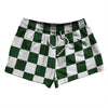Checkerboard 2.5 Inches Green Hunter and White 2.5" Swim Shorts Made in USA by Tribe Lacrosse