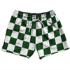 Checkerboard 2.5 Inches Green Hunter and White 5" Swim Shorts Made in USA by Tribe Lacrosse