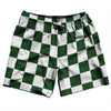 Checkerboard 2.5 Inches Green Hunter and White Swim Shorts 7" Made in USA by Tribe Lacrosse