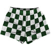 Checkerboard 2.5 Inches Green Hunter and White Womens & Girls Sport Shorts End Made In USA by Tribe Lacrosse