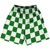 Checkerboard 2.5 Inches Green Kelly and White Basketball Practice Shorts Made In USA by Tribe Lacrosse