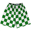 Checkerboard 2.5 Inches Green Kelly and White Lacrosse Shorts Made In USA by Tribe Lacrosse