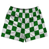 Checkerboard 2.5 Inches Green Kelly and White Rugby Shorts Made In USA by Tribe Lacrosse