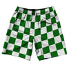 Checkerboard 2.5 Inches Green Kelly and White 10" Swim Shorts Made in USA by Tribe Lacrosse