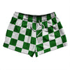 Checkerboard 2.5 Inches Green Kelly and White 2.5" Swim Shorts Made in USA by Tribe Lacrosse
