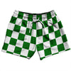 Checkerboard 2.5 Inches Green Kelly and White 5" Swim Shorts Made in USA by Tribe Lacrosse
