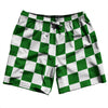 Checkerboard 2.5 Inches Green Kelly and White Swim Shorts 7" Made in USA by Tribe Lacrosse